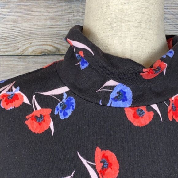 NWT Ann Taylor Long Sleeve  Mock Neck Floral Top Sweater Cotton Blend L petite - Picture 5 of 8